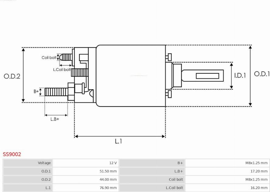 AS-PL SS9002 - Тяговое реле, стартер avtokuzovplus.com.ua