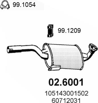 ASSO 02.6001 - Середній глушник вихлопних газів autocars.com.ua