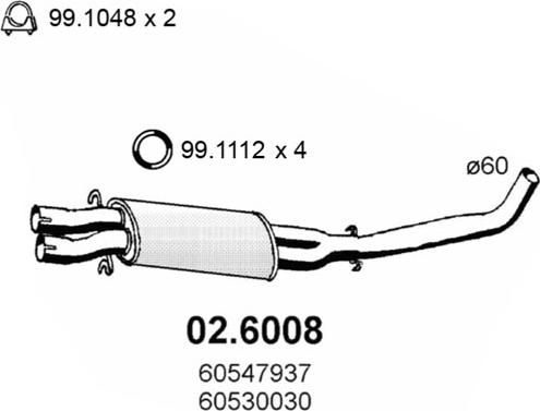 ASSO 02.6008 - Середній глушник вихлопних газів autocars.com.ua
