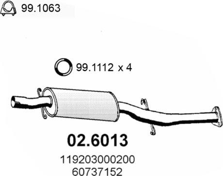 ASSO 02.6013 - Середній глушник вихлопних газів autocars.com.ua