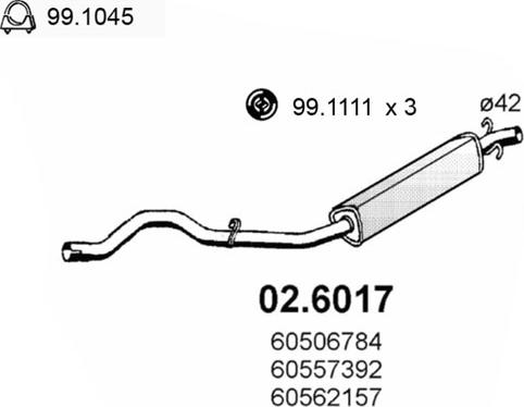 ASSO 02.6017 - Середній глушник вихлопних газів autocars.com.ua