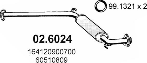 ASSO 02.6024 - Середній глушник вихлопних газів autocars.com.ua