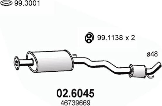ASSO 02.6045 - Середній глушник вихлопних газів autocars.com.ua