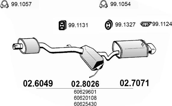 ASSO 02.6049 - Середній глушник вихлопних газів autocars.com.ua