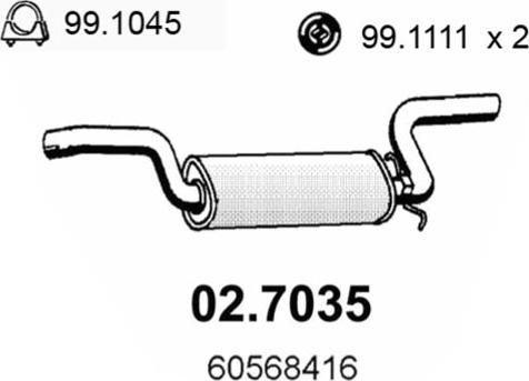 ASSO 02.7035 - Глушник вихлопних газів кінцевий autocars.com.ua