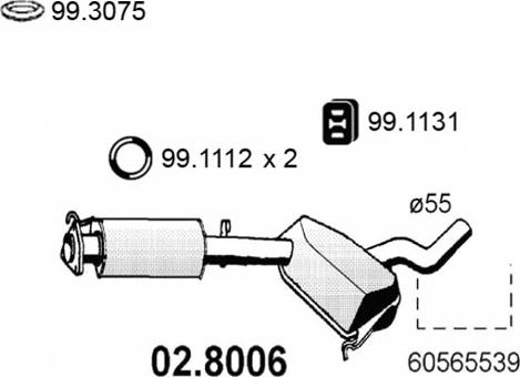 ASSO 02.8006 - Середній / кінцевий глушник ОГ autocars.com.ua