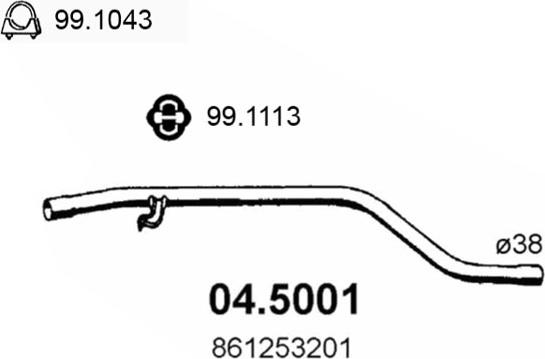 ASSO 04.5001 - Труба вихлопного газу autocars.com.ua