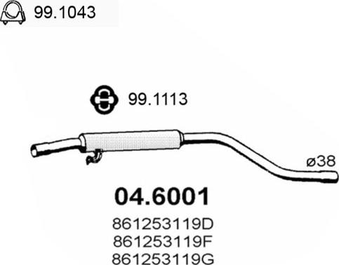 ASSO 04.6001 - Середній глушник вихлопних газів autocars.com.ua