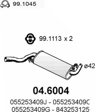 ASSO 04.6004 - Середній глушник вихлопних газів autocars.com.ua