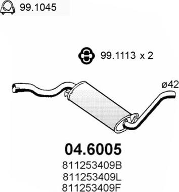 ASSO 04.6005 - Середній глушник вихлопних газів autocars.com.ua