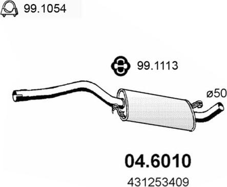 ASSO 04.6010 - Середній глушник вихлопних газів autocars.com.ua