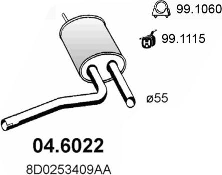 ASSO 04.6022 - Середній глушник вихлопних газів autocars.com.ua