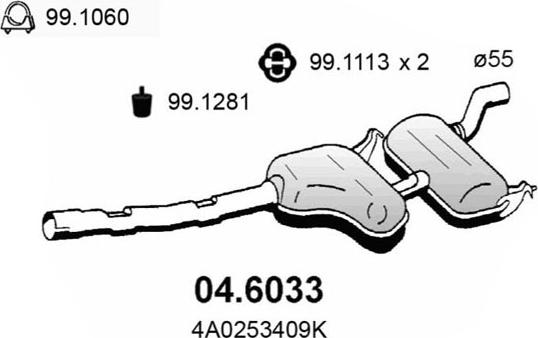 ASSO 04.6033 - Середній глушник вихлопних газів autocars.com.ua