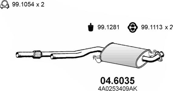 ASSO 04.6035 - Середній глушник вихлопних газів autocars.com.ua