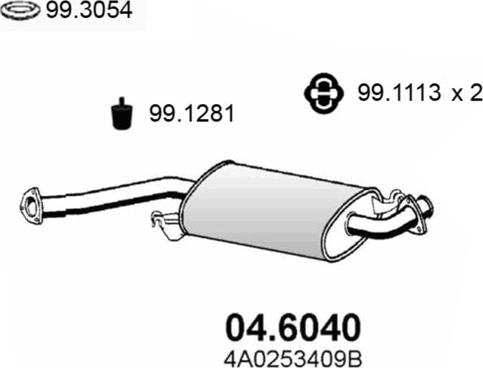 ASSO 04.6040 - Середній глушник вихлопних газів autocars.com.ua