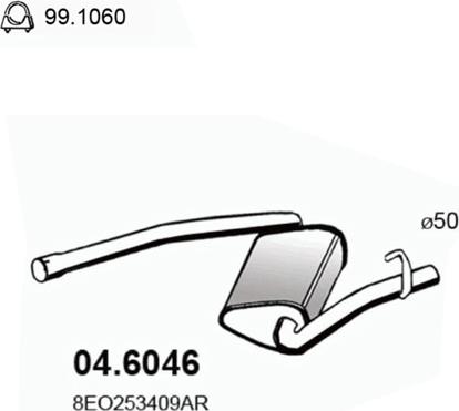 ASSO 04.6046 - Середній глушник вихлопних газів autocars.com.ua