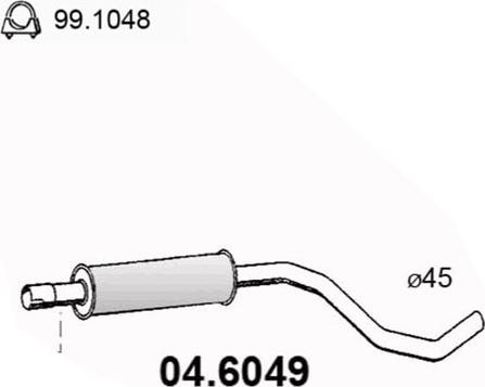 ASSO 04.6049 - Середній глушник вихлопних газів autocars.com.ua