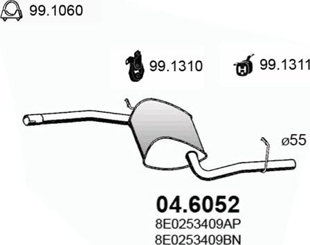 ASSO 04.6052 - Средний глушитель выхлопных газов avtokuzovplus.com.ua