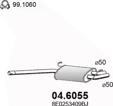 ASSO 04.6055 - Середній глушник вихлопних газів autocars.com.ua