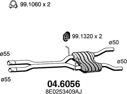 ASSO 04.6056 - Середній глушник вихлопних газів autocars.com.ua