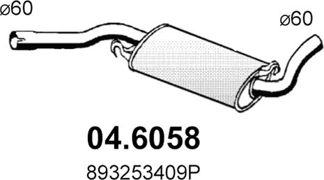ASSO 04.6058 - Середній глушник вихлопних газів autocars.com.ua