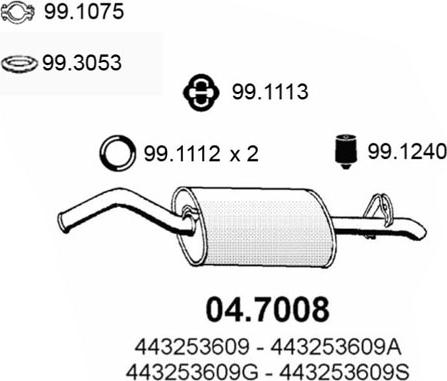 ASSO 04.7008 - Глушник вихлопних газів кінцевий autocars.com.ua