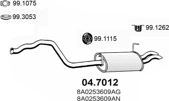 ASSO 04.7012 - Глушник вихлопних газів кінцевий autocars.com.ua