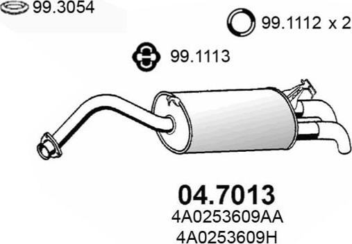 ASSO 04.7013 - Глушитель выхлопных газов, конечный avtokuzovplus.com.ua