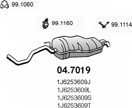 ASSO 04.7019 - Глушитель выхлопных газов, конечный avtokuzovplus.com.ua