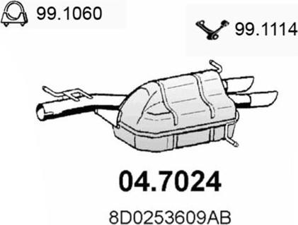 ASSO 04.7024 - Глушник вихлопних газів кінцевий autocars.com.ua