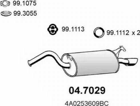 ASSO 04.7029 - Глушник вихлопних газів кінцевий autocars.com.ua