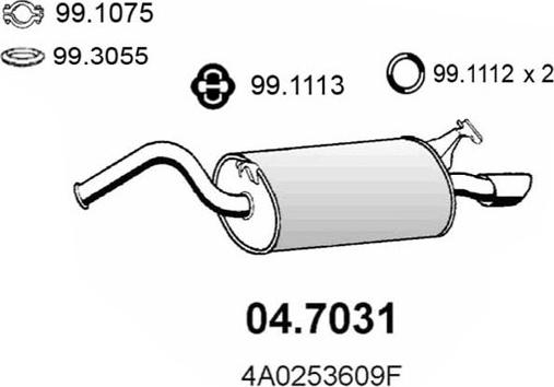 ASSO 04.7031 - Глушник вихлопних газів кінцевий autocars.com.ua