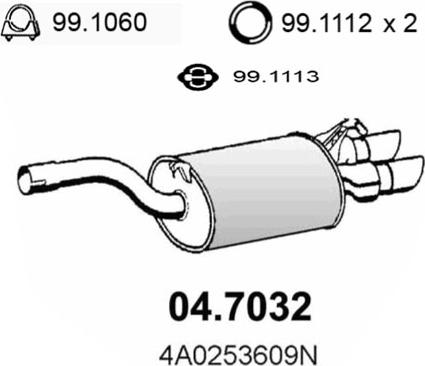 ASSO 04.7032 - Глушник вихлопних газів кінцевий autocars.com.ua
