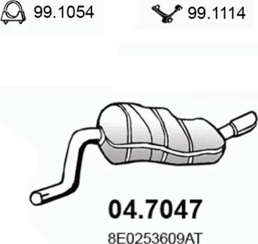 ASSO 04.7047 - Глушник вихлопних газів кінцевий autocars.com.ua