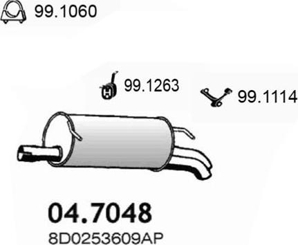ASSO 04.7048 - Глушник вихлопних газів кінцевий autocars.com.ua