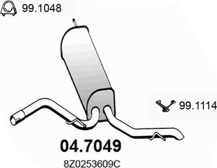 ASSO 04.7049 - Глушитель выхлопных газов, конечный avtokuzovplus.com.ua