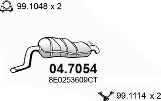 ASSO 04.7054 - Глушник вихлопних газів кінцевий autocars.com.ua