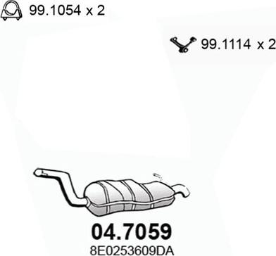 ASSO 04.7059 - Глушник вихлопних газів кінцевий autocars.com.ua