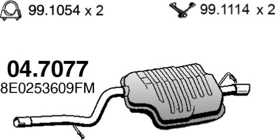 ASSO 04.7077 - Глушник вихлопних газів кінцевий autocars.com.ua
