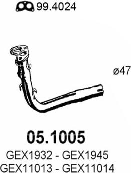 ASSO 05.1005 - Труба вихлопного газу autocars.com.ua