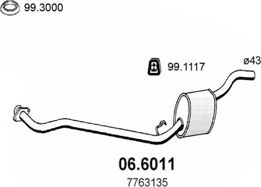 ASSO 06.6011 - Середній глушник вихлопних газів autocars.com.ua