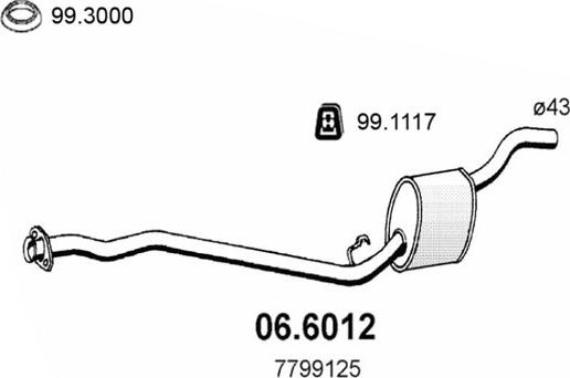 ASSO 06.6012 - Середній глушник вихлопних газів autocars.com.ua