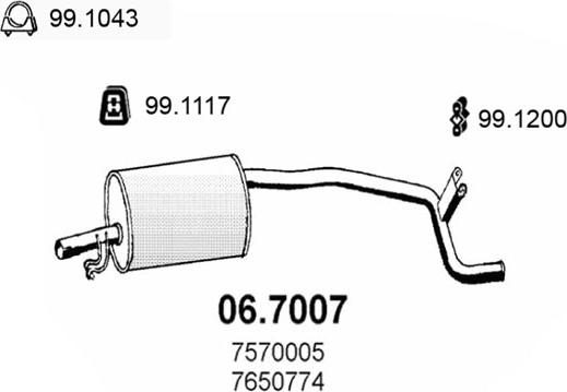 ASSO 06.7007 - Глушитель выхлопных газов, конечный avtokuzovplus.com.ua