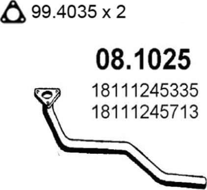 ASSO 08.1025 - Труба вихлопного газу autocars.com.ua