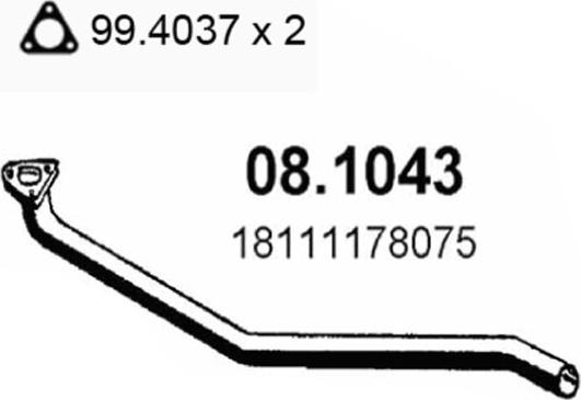 ASSO 08.1043 - Труба вихлопного газу autocars.com.ua
