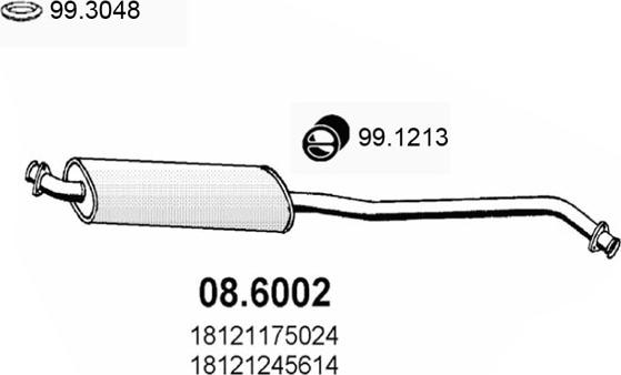 ASSO 08.6002 - Середній глушник вихлопних газів autocars.com.ua