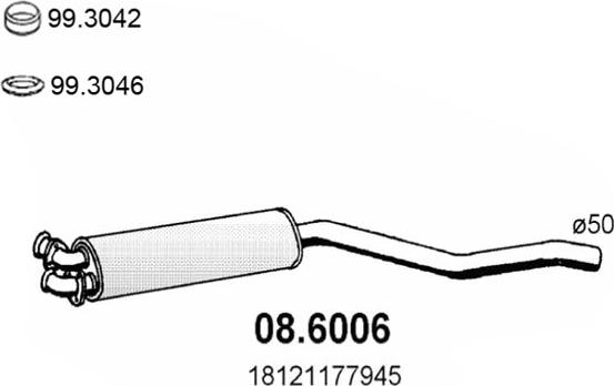 ASSO 08.6006 - Середній глушник вихлопних газів autocars.com.ua