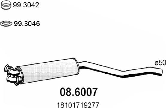 ASSO 08.6007 - Середній глушник вихлопних газів autocars.com.ua