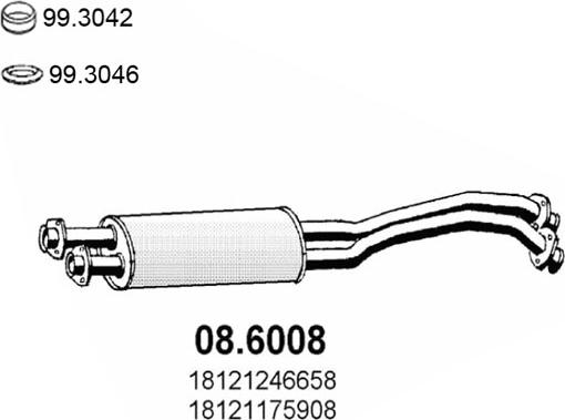 ASSO 08.6008 - Середній глушник вихлопних газів autocars.com.ua