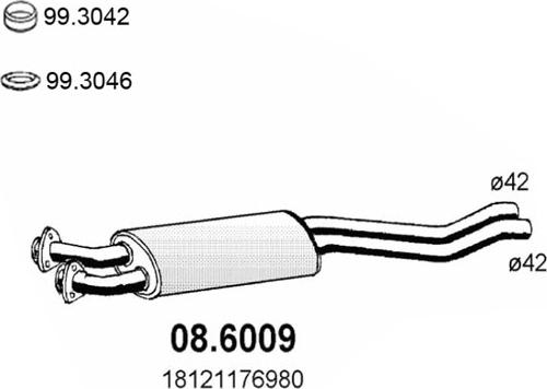 ASSO 08.6009 - Середній глушник вихлопних газів autocars.com.ua
